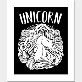 Unicorn - Trendy Line-Art Horse Magical Posters and Art